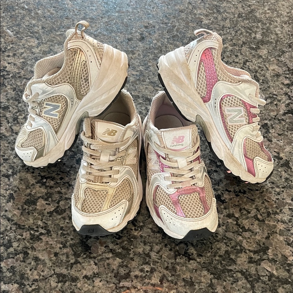 New Balance Beige and Pink Athletic Shoes